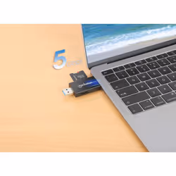 Manhattan USB-A / USB-C combo Multi-Card Reader/Writer, 5 Gbps (USB 3.2 Gen1 aka USB 3.0), Male to microSD and SD/MMC Slots, Mini Format, SuperSpeed USB, Windows or Mac, Black/Transparent, Three Year Warranty - Additional view 2