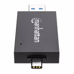 Manhattan USB-A / USB-C combo Multi-Card Reader/Writer, 5 Gbps (USB 3.2 Gen1 aka USB 3.0), Male to microSD and SD/MMC Slots, Mini Format, SuperSpeed USB, Windows or Mac, Black/Transparent, Three Year Warranty - Additional view 5