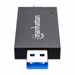 Manhattan USB-A / USB-C combo Multi-Card Reader/Writer, 5 Gbps (USB 3.2 Gen1 aka USB 3.0), Male to microSD and SD/MMC Slots, Mini Format, SuperSpeed USB, Windows or Mac, Black/Transparent, Three Year Warranty - Additional view 7