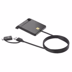 Manhattan USB-A / USB-C combo Smart Card Reader, USB 2.0 Type-C and Type-A Male to Contact Reader Interface, Supports Windows, macOS and Linux, Reads SIM Cards with Adapter (not included or available from ), 1m Cable, Black - Additional view 4
