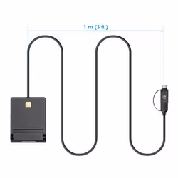 Manhattan USB-A / USB-C combo Smart Card Reader, USB 2.0 Type-C and Type-A Male to Contact Reader Interface, Supports Windows, macOS and Linux, Reads SIM Cards with Adapter (not included or available from ), 1m Cable, Black - Additional view 5