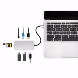 Manhattan USB-C Dock/Hub with Card Reader, Ports (x6): Ethernet, HDMI, USB-A (x3) and USB-C, With Power Delivery (10W) to USB-C Port (Note additional USB-C wall charger and USB-C cable needed), Cable 15cm, Aluminium, Silver, Three Year Warranty, Retail Box - Additional view 7