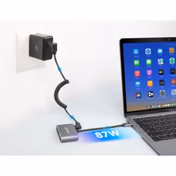 Manhattan USB-C Dock/Hub, Ports (x4): HDMI, USB-A, USB-C and VGA, With Power Delivery (87W) to USB-C Port (Note add USB-C wall charger and USB-C cable needed), All Ports can be used at the same time, Aluminium, Space Grey, Three Year Warranty, Retail Box - Additional view 7