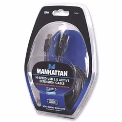 Manhattan USB-A to USB-A Extension Cable, 10m, Male to Female, Active, 480 Mbps (USB 2.0), Daisy-Chainable, Built In Repeater, Equivalent to USB2AAEXT10M, Hi-Speed USB, Black, Three Year Warranty, Blister - Additional view 4