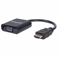 Manhattan HDMI to VGA Converter cable, 1080p, 30cm, Male to Female, Equivalent to HD2VGAE2, Micro-USB Power Input Port for ad ...