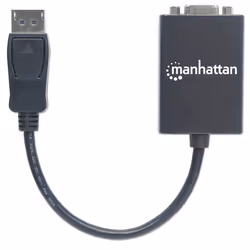 Manhattan DisplayPort to VGA HD15 Converter Cable, 15cm, Male to Female, Active, Equivalent to DP2VGA2, DP With Latch, Black, Lifetime Warranty, Polybag - Additional view 4