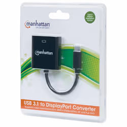 Manhattan USB-C to DisplayPort 1.2 Cable (Clearance Pricing), 4K@30Hz, 21cm, Male to Female, Black, Lifetime Warranty, Blister - Additional view 5