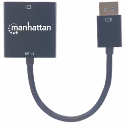 Manhattan DisplayPort 1.2a to DVI-D 24+1 Adapter Cable, 1080p@60Hz, 23cm, Male to Female, Active, Equivalent to DP2DVIS, Compatible with DVD-D, Black, Three Year Warranty, Polybag - Additional view 4