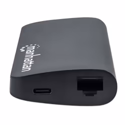 Manhattan USB-C Dock/Hub with Card Reader, Ports (x5): Ethernet, USB-A (3) and USB-C, 5 Gbps (USB 3.2 Gen1 aka USB 3.0), With Power Delivery (100W) to USB-C Port (Note additional USB-C wall charger and USB-C cable needed), Aluminium, Black, Three Year Warranty - Additional view 5