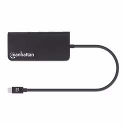 Manhattan USB-C Dock/Hub with Card Reader, Ports (x5): Ethernet, USB-A (3) and USB-C, 5 Gbps (USB 3.2 Gen1 aka USB 3.0), With Power Delivery (100W) to USB-C Port (Note additional USB-C wall charger and USB-C cable needed), Aluminium, Black, Three Year Warranty - Additional view 6