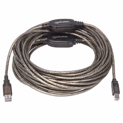 Manhattan USB-A to USB-B Cable, 15m, Male to Male, Active, Black, 480 Mbps (USB 2.0), Built-in Chipset With Amplification, Equivalent to USB2HAB50AC, Hi-Speed USB, Three Year Warranty, Polybag - Additional view 5