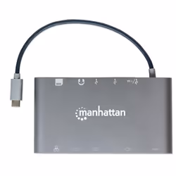Manhattan USB-C Dock/Hub with Card Reader, Ports (x8): USB-C to HDMI, Audio 3.5mm, Ethernet, Mini DisplayPort, USB-A (x3) and USB-C, With Power Delivery (60W) to USB-C Port (Note add USB-C wall charger and USB-C cable needed), All Ports can be used at the same time - Additional view 5