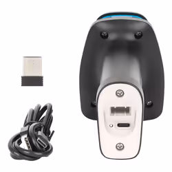 Manhattan Wireless 2D Handheld Barcode Scanner, 250mm Scan Depth, up to 80m effective range (line of sight), Max Ambient Light 100,000 lux (sunlight), Black, Charging cable (USB-A to USB-C into device) 1m included, Box - Additional view 7