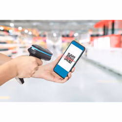 Manhattan Wireless 2D Handheld Barcode Scanner, 250mm Scan Depth, up to 80m effective range (line of sight), Max Ambient Light 100,000 lux (sunlight), Black, Charging cable (USB-A to USB-C into device) 1m included, Box - Additional view 8