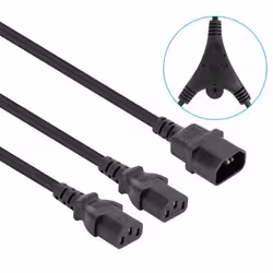 Manhattan Power Cord/Cable Y-Splitter, C14 Male to 2x C13 Female (kettle lead), Monitor to CPU, 1.8m, 10A, Black, Powers two devices from one PDU, Lead, Lifetime Warranty - Additional view 2