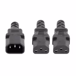 Manhattan Power Cord/Cable Y-Splitter, C14 Male to 2x C13 Female (kettle lead), Monitor to CPU, 1.8m, 10A, Black, Powers two devices from one PDU, Lead, Lifetime Warranty - Additional view 3