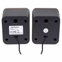 Manhattan 2600 Series Speaker System, Small Size, Big Sound, Two Speakers, Stereo, USB power, Output: 2x 3W, 3.5mm plug for sound, In-Line volume control, Cable 0.9m, Black, Three Year Warranty, Box - Additional view 4