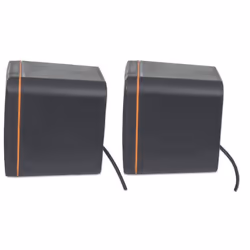 Manhattan 2600 Series Speaker System, Small Size, Big Sound, Two Speakers, Stereo, USB power, Output: 2x 3W, 3.5mm plug for sound, In-Line volume control, Cable 0.9m, Black, Three Year Warranty, Box - Additional view 5