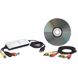 Manhattan USB-A Audio/Video Grabber, Single Button Video Capture, Copy and Pause control, Encodes in MPEG 1/2/4 format, Three ...