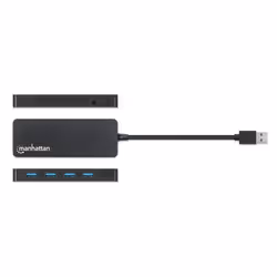 Manhattan USB-A 4-Port Hub, 4x USB-A Ports, 5 Gbps (USB 3.2 Gen1 aka USB 3.0), Bus Power, Equivalent to ST4300PBU3 & ST4300MINU3B, SuperSpeed USB, Black, Three Year Warranty, Box - Additional view 5