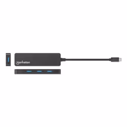 Manhattan 4-Port USB 3.0 Type-C Hub USB-C Male to Four USB-A Females, 5 Gbps SuperSpeed USB (USB 3.2 Gen 1), Bus Powered, Black - Additional view 4