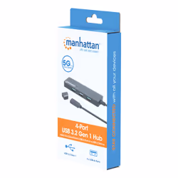 Manhattan 4-Port USB 3.0 Type-C Hub USB-C Male to Four USB-A Females, 5 Gbps SuperSpeed USB (USB 3.2 Gen 1), Bus Powered, Black - Additional view 6