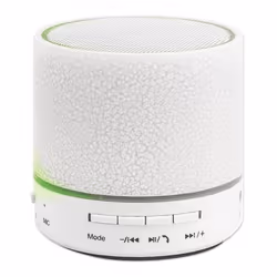 Manhattan LED Bluetooth Speaker (Clearance Pricing), Multicoloured, 5 hour Playback time, Range 10m, microSD card reader (32GB), Aux 3.5mm connector, Output 3W, USB-A charging cable included, 1200mAH battery, Bluetooth v5, White, Three Year Warranty, Boxed - Additional view 5