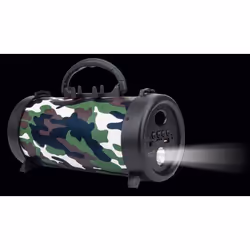 Manhattan Camouflage Bluetooth Speaker (Clearance Pricing), Decent Sound Output (3W), 3 hour Playback time, FM Radio, Range 10m, microSD card reader (32GB), Aux 3.5mm connector, USB-A charging cable included, 1200mAH battery, Bluetooth v5, 3 Years Warranty, Boxed - Additional view 5