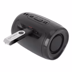 Manhattan Mini Boombox Bluetooth Speaker, Integrated Controls, Microphone, Up to 4 hours Playback time, Range 10m, microSD card reader (32GB), USB-A port for MP3, Output decent 5W, USB-C/USB-A charging cable (30cm) incl, 800mAH battery, Bluetooth v5.3, Black - Additional view 7