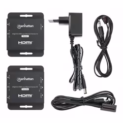 Manhattan 4K HDMI over Ethernet Extender Kit, Extends 4K@30Hz signal up to 40m or a 1080p@60Hz signal up to 70m with a single Cat6 Ethernet Cable, Transmitter and Receiver, Power over Cable (PoC), Black, Three Year Warranty, Box - Additional view 5