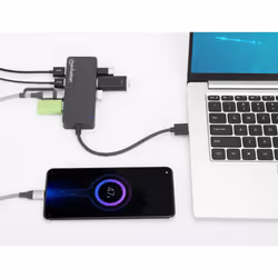 Manhattan USB-A Dock/Hub, Ports (x7): USB-A (x7), 5 Gbps (USB 3.2 Gen1 aka USB 3.0), External Power Supply Not Needed, Cable 15cm, SuperSpeed USB, Black, Three Year Warranty, Blister - Additional view 7