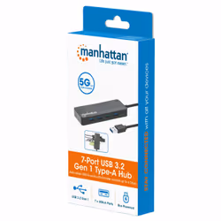 Manhattan USB-A Dock/Hub, Ports (x7): USB-A (x7), 5 Gbps (USB 3.2 Gen1 aka USB 3.0), External Power Supply Not Needed, Cable 15cm, SuperSpeed USB, Black, Three Year Warranty, Blister - Additional view 8