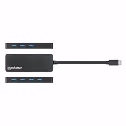 Manhattan USB-C Dock/Hub, Ports (x7): USB-A (x7), 5 Gbps (USB 3.2 Gen1 aka USB 3.0), External Power Supply Not Needed, Cable 15cm, SuperSpeed USB, Black, Three Year Warranty, Blister - Additional view 4