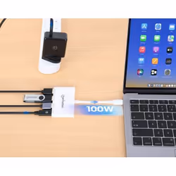 Manhattan USB-C Dock/Hub, Ports (4): USB-A (x3) and USB-C, 5 Gbps (USB 3.2 Gen1 aka USB 3.0), With Power Delivery (100W) to USB-C Port (Note additional USB-C wall charger and USB-C cable needed), SuperSpeed USB, White, PD, Three Year Warranty, Retail Box - Additional view 4