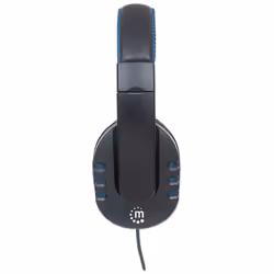 Manhattan USB-A Gaming Headset with LEDs (Clearance Pricing). Retractable Built-in Microphone, Audio Control, Integrated 1.8m cable, Black and Blue, Three Year Warranty - Additional view 4