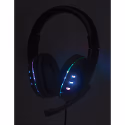 Manhattan USB-A Gaming Headset with LEDs (Clearance Pricing). Retractable Built-in Microphone, Audio Control, Integrated 1.8m cable, Black and Blue, Three Year Warranty - Additional view 6