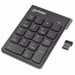 Manhattan Numeric Keypad, Wireless (2.4GHz), USB-A Micro Receiver, 18 Full Size Keys, Black, Membrane Key Switches, Auto Power Management, Range 10m, AAA Battery (included), Windows and Mac, Three Year Warranty, Blister - Additional view 5
