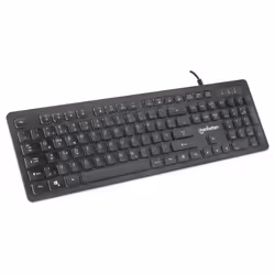 Manhattan Gaming USB Keyboard, Low Force Key Edition, 12 Multimedia Keys, Rainbow-LED Backlighting, USB-A, Black, Retail Box (German layout)