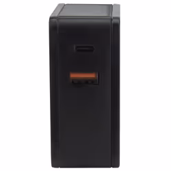 Manhattan Wall/Power Mobile Device Charger (Euro 2-pin), USB-C and USB-A ports, USB-C Output: 60W / 3A, USB-A Output: 2.4A, Black, Phone Charger, Three Year Warranty, Box
