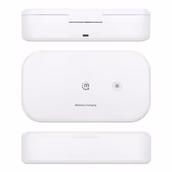 Manhattan UV Phone Sanitizer with Wireless Charger (Clearance Pricing), 10 W Wireless Charging Pad, Integrated UV LEDs to eliminate germs, viruses and bacteria, Quick 1-minute or 5-minute cleaning cycle, Auto-off UV light when opened, White, 3 Year Warranty - Additional view 5