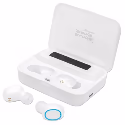 Manhattan Bluetooth In-Ear Headphones (Clearance Pricing), White, Microphone, Integrated Controls, Sweatproof, Noise Isolating, 5 hour usage time, Max Range 10m, Charging Case with Powerbank (1200mAh), Bluetooth v5.0, USB-A charging cable included, 3 Year Warranty - Additional view 4