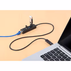Manhattan USB-C & USB-A Combo Dock/Hub, Ports (4): Ethernet and USB-A (x3), 5 Gbps (USB 3.2 Gen1 aka USB 3.0), External Power Supply Not Needed, USB-A Male with Attachable USB-C Male Adapter, SuperSpeed USB, Black, Three Year Warranty, Retail Box - Additional view 5
