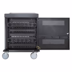 Manhattan Charging Cabinet/Cart via AC Adapter (EU) x32 Devices, Trolley, Using supplied AC Adapter (power cables) included with device, Suitable for iPads/other tablets/phones/laptops (up to 15.6"), Bays 380x30x280mm, Lockable, EU 2-pin Plug - Additional view 4