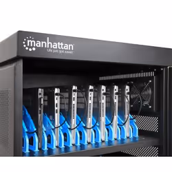 Manhattan Charging Cabinet/Cart via AC Adapter (EU) x32 Devices, Trolley, Using supplied AC Adapter (power cables) included with device, Suitable for iPads/other tablets/phones/laptops (up to 15.6"), Bays 380x30x280mm, Lockable, EU 2-pin Plug - Additional view 6