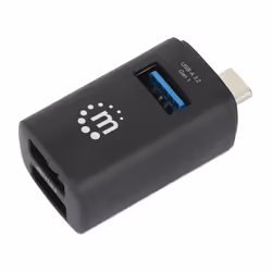 Manhattan USB-C 3-Port Hub, ULTRA COMPACT, 3x USB-A Ports (1x 5 Gbps USB 3.2 Gen1 aka USB 3.0, 3 x 480 Mbps USB 2.0), External Power Supply Not Needed, SuperSpeed USB, Black, Retail Box - Additional view 6
