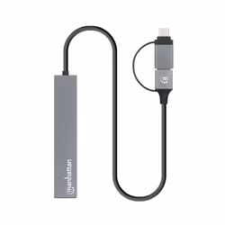 Manhattan USB-C & USB-A Combo Dock/Hub, Ports (4): USB-A (x4), 5 Gbps (USB 3.2 Gen1 aka USB 3.0), External Power Supply Not Needed, Cable 25cm, SuperSpeed USB, Black, Retail Box - Additional view 4