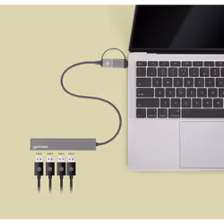 Manhattan USB-C & USB-A Combo Dock/Hub, Ports (4): USB-A (x4), 5 Gbps (USB 3.2 Gen1 aka USB 3.0), External Power Supply Not Needed, Cable 25cm, SuperSpeed USB, Black, Retail Box - Additional view 6
