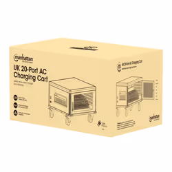 Manhattan Laptop Charging Cart/Trolley via AC Adapter (UK) 20-bay, Install device's AC Adapter (power cables) into unit, Suitable for ALL laptops (to 15.6"), iPads, MacBooks, Chromebooks, other portable devices, Bays 380x30x280mm, Cabinet, Lockable - Additional view 2