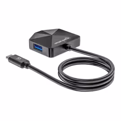 Manhattan USB-C & USB-A Combo Dock/Hub, Ports (4): USB-A (x2) and USB-C (x2), 5 Gbps (USB 3.2 Gen1 aka USB 3.0), Angled Shape for Easy Port Access, External Power Supply Not Needed, Universal for all devices, SuperSpeed USB, Black, Three Year Warranty - Additional view 3