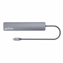 Manhattan USB-C Dock/Hub, Ports (x7): USB-A (x3) and USB-C (x4), With Power Delivery (100W) to USB-C Port (Note additional USB-C wall charger and USB-C cable needed), USB 3.2 Gen 2, All Ports can be used at the same time, Universal, Aluminium, Space Grey - Additional view 8
